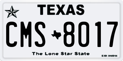 TX license plate CMS8017