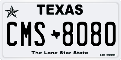 TX license plate CMS8080