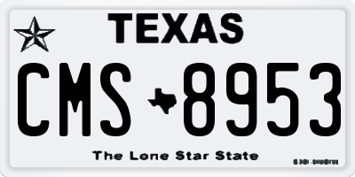 TX license plate CMS8953