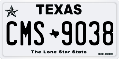 TX license plate CMS9038