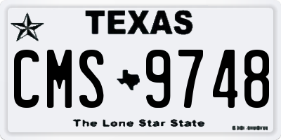 TX license plate CMS9748