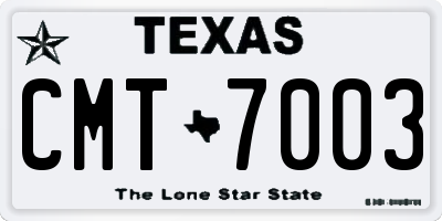 TX license plate CMT7003