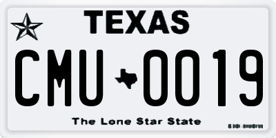 TX license plate CMU0019