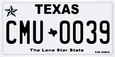 TX license plate CMU0039