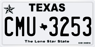 TX license plate CMU3253