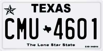 TX license plate CMU4601