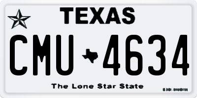 TX license plate CMU4634
