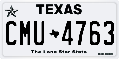 TX license plate CMU4763