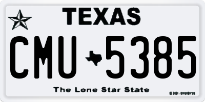 TX license plate CMU5385