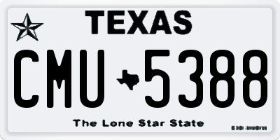 TX license plate CMU5388