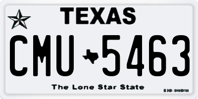 TX license plate CMU5463