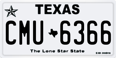 TX license plate CMU6366