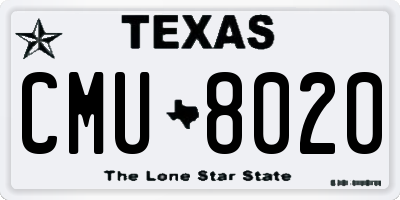 TX license plate CMU8020