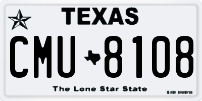 TX license plate CMU8108