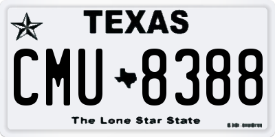 TX license plate CMU8388