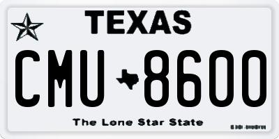 TX license plate CMU8600