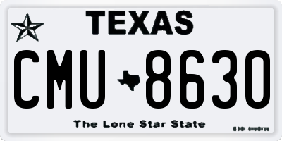 TX license plate CMU8630