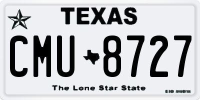 TX license plate CMU8727