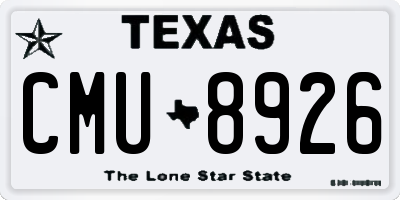 TX license plate CMU8926