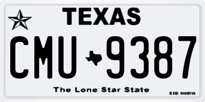 TX license plate CMU9387