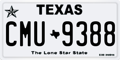 TX license plate CMU9388