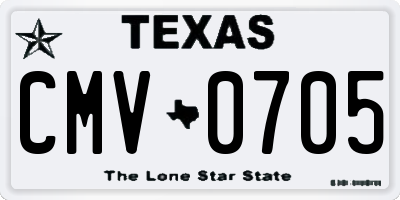 TX license plate CMV0705