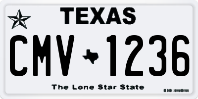 TX license plate CMV1236