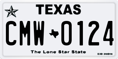 TX license plate CMW0124
