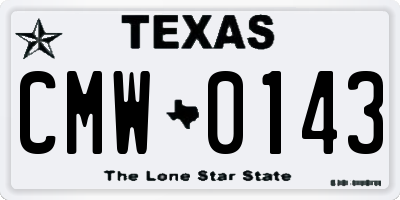 TX license plate CMW0143