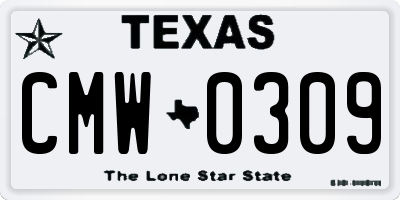 TX license plate CMW0309