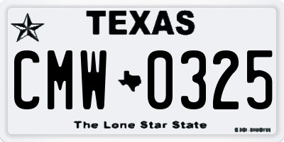 TX license plate CMW0325