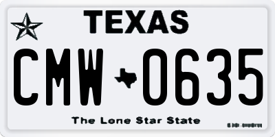 TX license plate CMW0635