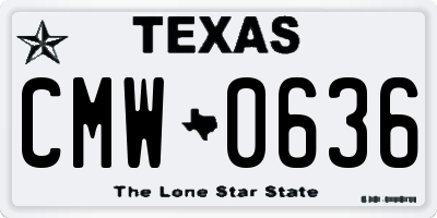TX license plate CMW0636