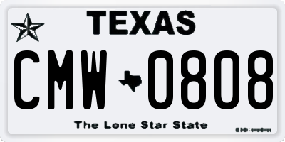 TX license plate CMW0808