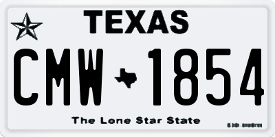 TX license plate CMW1854
