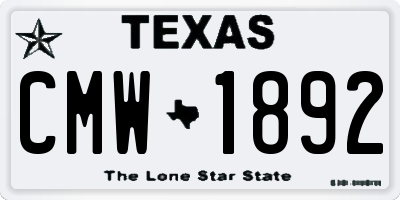 TX license plate CMW1892