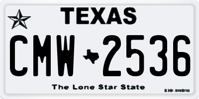 TX license plate CMW2536