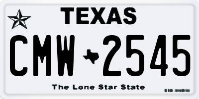 TX license plate CMW2545