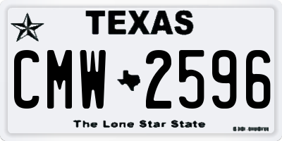 TX license plate CMW2596