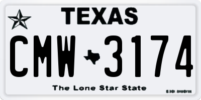 TX license plate CMW3174