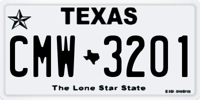 TX license plate CMW3201