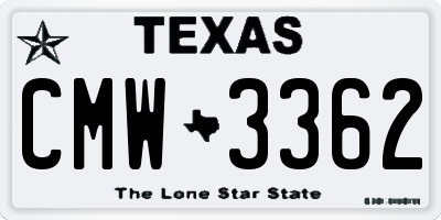 TX license plate CMW3362