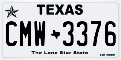 TX license plate CMW3376