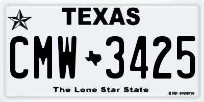 TX license plate CMW3425