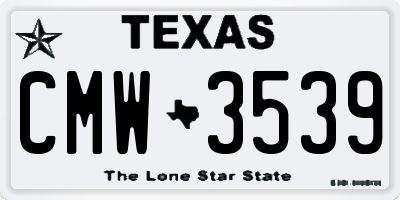 TX license plate CMW3539