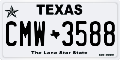 TX license plate CMW3588