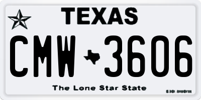 TX license plate CMW3606