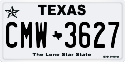 TX license plate CMW3627