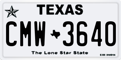 TX license plate CMW3640