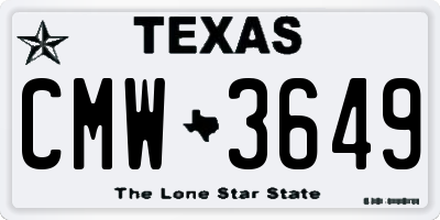 TX license plate CMW3649